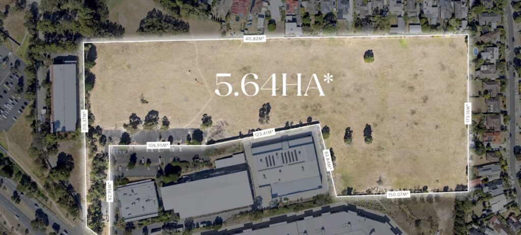 Ariel view of the bare plot of land at 270 Maroondah Highway, Chirnside Park