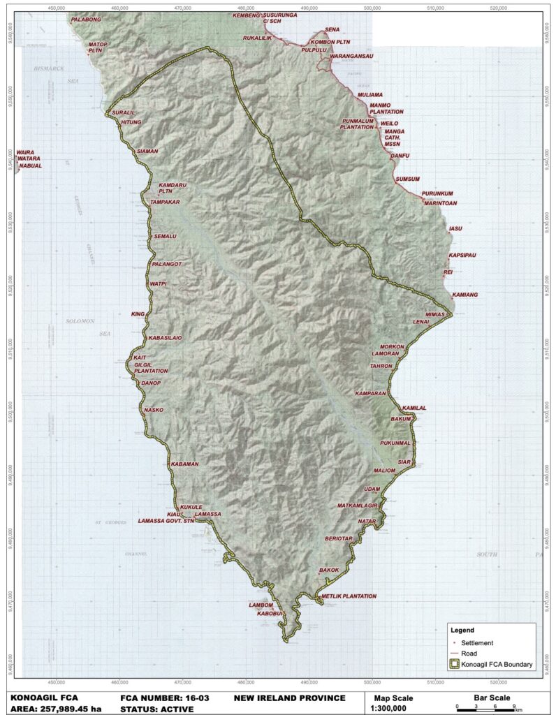 Map showing the boundary of the Konoagil FCA